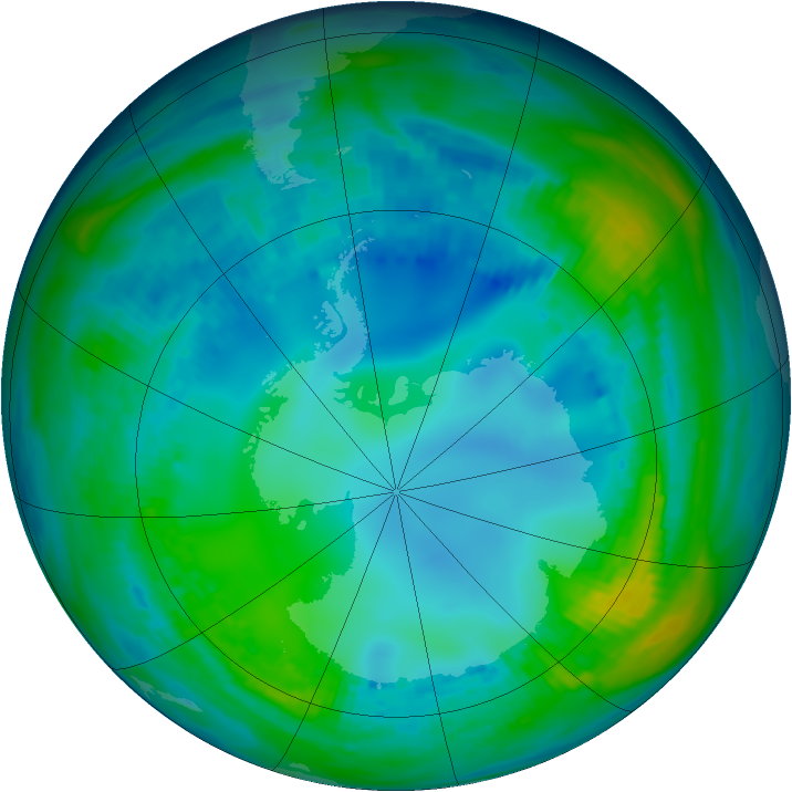 Antarctic ozone map for 13 May 1992